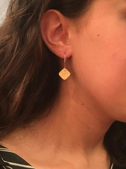 Abstract Gold Square Hook Earrings