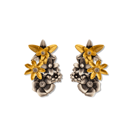 Bouquet 2-Gold, 3-Silver Flower Stud Earrings