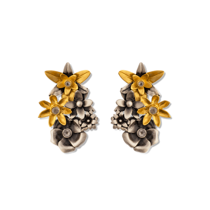 Bouquet 2-Gold, 3-Silver Flower Stud Earrings