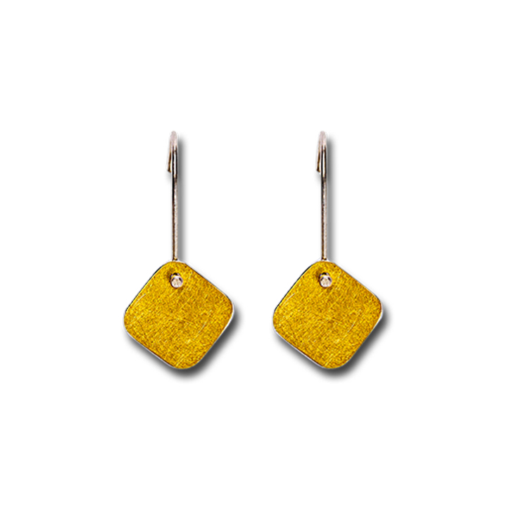 Abstract Gold Square Hook Earrings