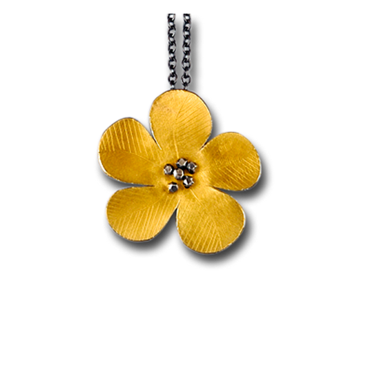 Daniel Flower Gold Pendant Necklace